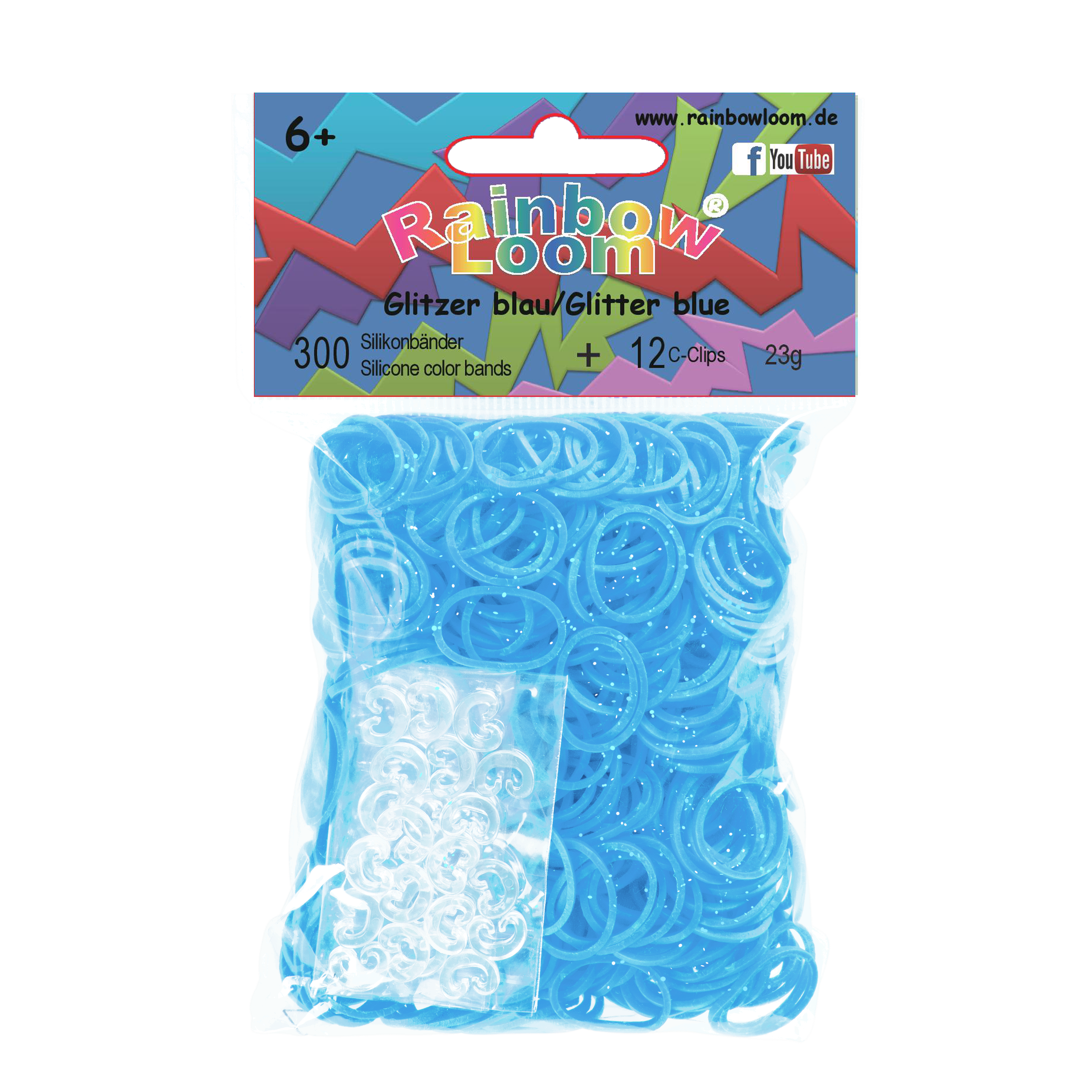 Haalbaar Laptop Wegversperring Elastiekjes glitter blauw Rainbow Loom webshop in Nederland