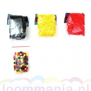 Rainbow Loom WK pakket België Zwart geel rood + gratis WK mix kralen Belgie