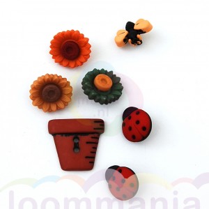 Bloemen en beestjes charms Rainbow Loom koop je bij Loommania.nl webshop online